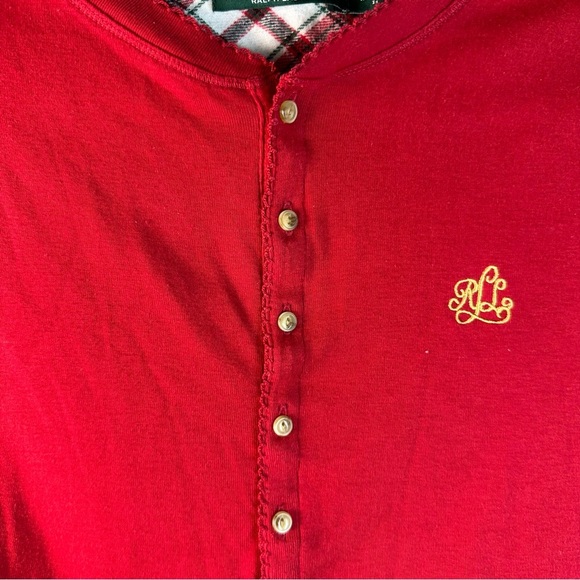 Lauren Ralph Lauren pajamas red top plaid flannel red green bottoms holiday - Picture 3 of 11